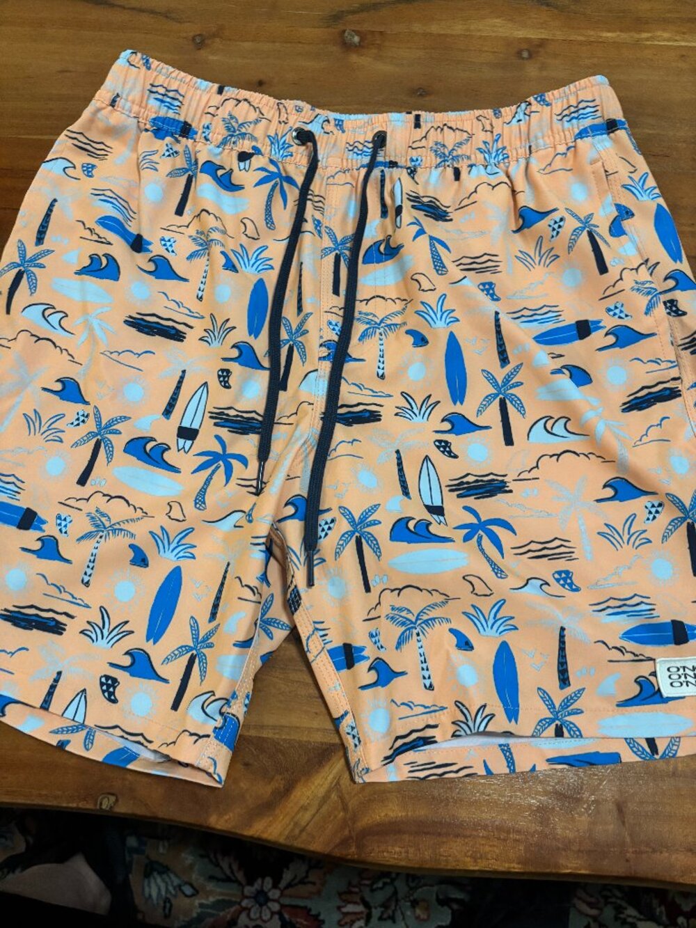 O'Neill Men's Swin Trunks, Size Small Beach Scene